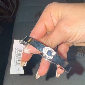 NWT Coach silver Crystal Logo Bangle Bracelet